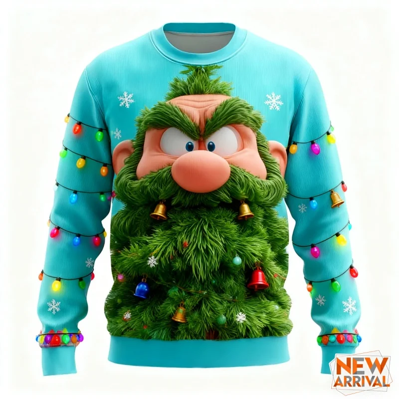 3D Print Ugly Christmas Sweatshirt For Men Women Humorous Santa Claus Pattern Hoodie Casual Long Sleeve Pullovers O-Neck Hoodies