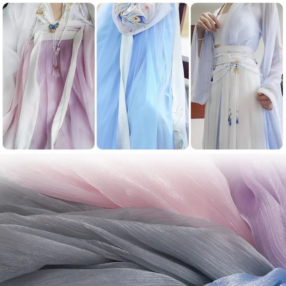 Elegant ระลอกน้ํา Organza ผ้า DIY Bright Hanfu ผ้า 1 M Crepe Gauze Tulle งานแต่งงานตกแต่ง