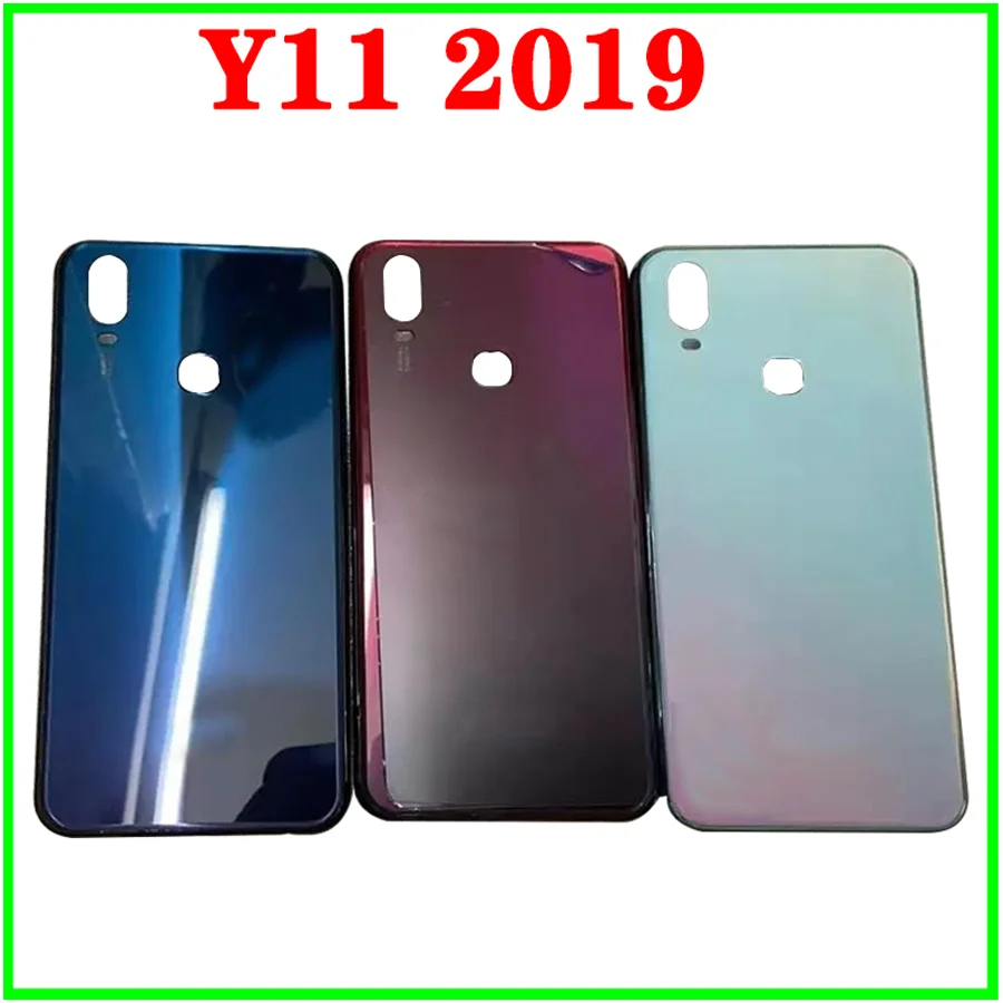 Middle Frame Bezel For Vivo Y11 (2019) Back Battery Cover Door Housing Case Rear Glass with Main Camera Glass Out Button