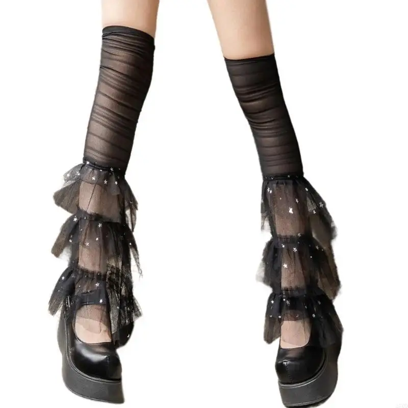 270D المرأة شبكة الدانتيل تدفئة الساق الصيف فوق جوارب طويلة إلى الركب لوليتا الجوارب التمهيد