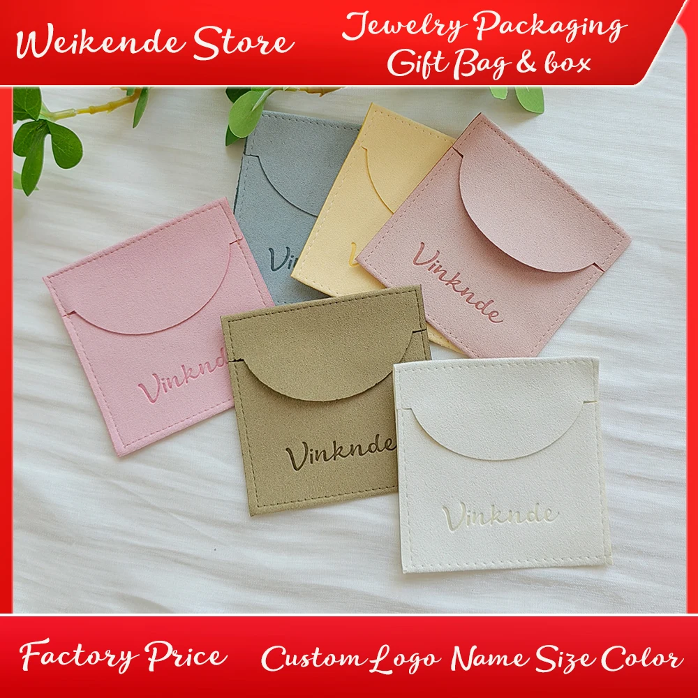

100Pcs Custom Logo 9x9cm Microfiber Velevt Jewelry Bag Wedding Gift Packaging Storage Pouch For Earrings Necklace Brooch Dust