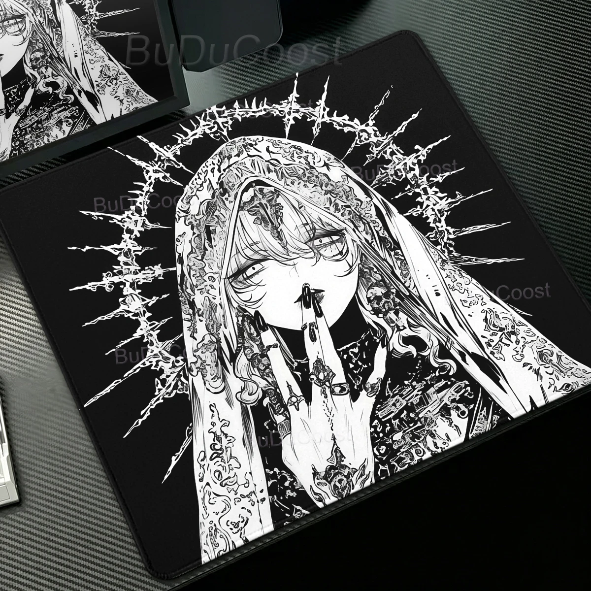Anime Angel Dark Mouse Pad Office Computer Goth Black Mat Keyboard Tablepad PC Cabinet Carpet Gaming Accessories Small Mousepad