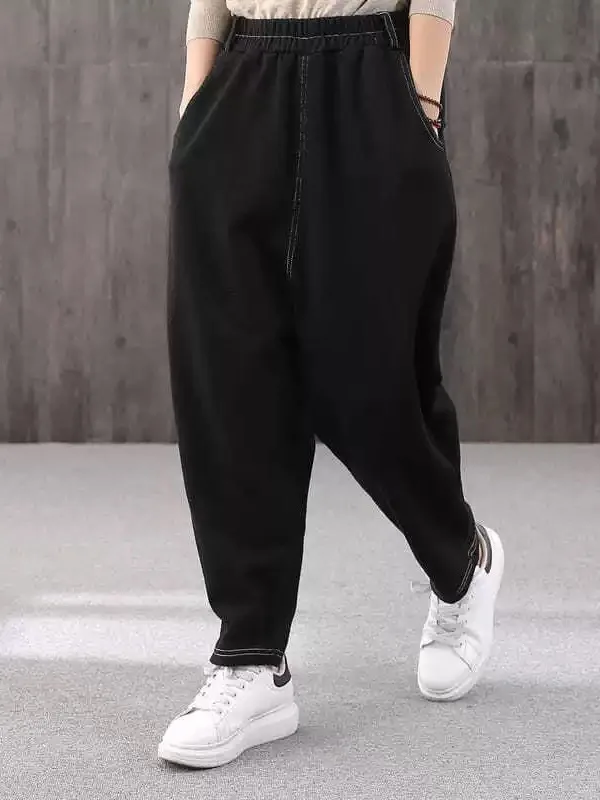 Pantalon Harlan de sport ample doublé de Fce neutre, pantalon de survêtement décontracté, taille haute, élastique, couleur Pure, pieds
