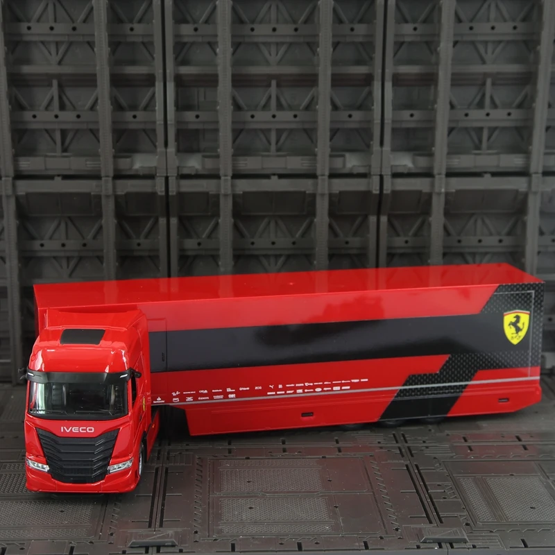1-43-simulated-ferrari-f1-team-container-truck-16th-race-car-series-ornament-transportation-model-rich-in-details