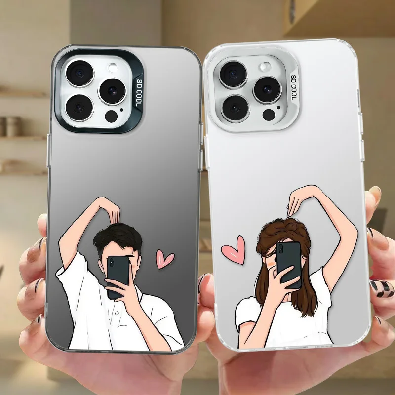 

Colored Silver Phone Case for iPhone 1716 15 Pro Max 14 Plus 13 12 11 ProMax - Stylish, Soft, Cool Cute Couple