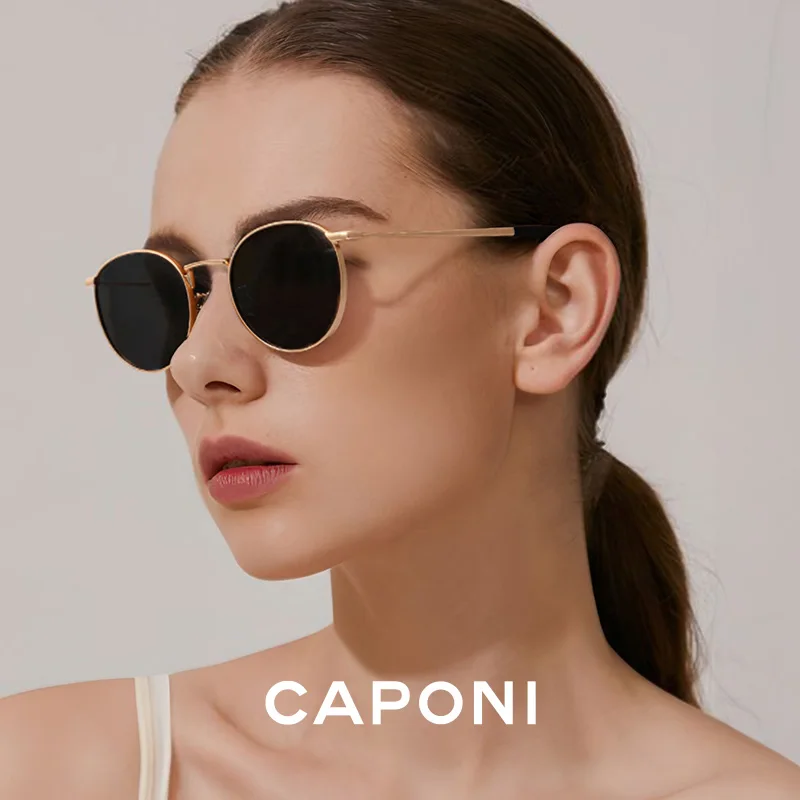 CAPONI Design Round Women Sunglasses Polarized Anti-UV Ray Muti Colors Trending Branded Shades For Female Oculos de sol CP1871