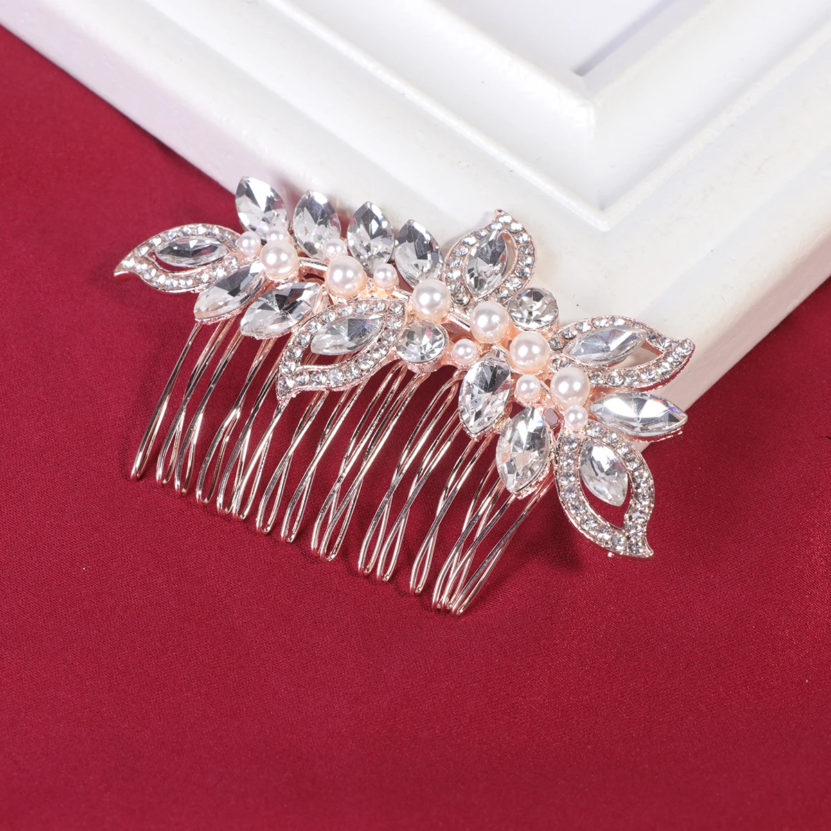 

Rhinestone Hair Comb Pearl Wedding Accessories Bridal Bridesmaid Hairpin Crystal Design For Party Prom Decorative