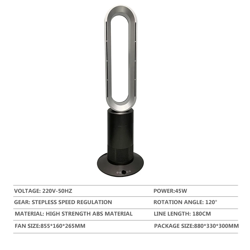 نوع جديد رائجة البيع المنزلية قائمة بذاتها انخفاض استهلاك الطاقة برج مروحة الوقوف الخالية من الشفرة