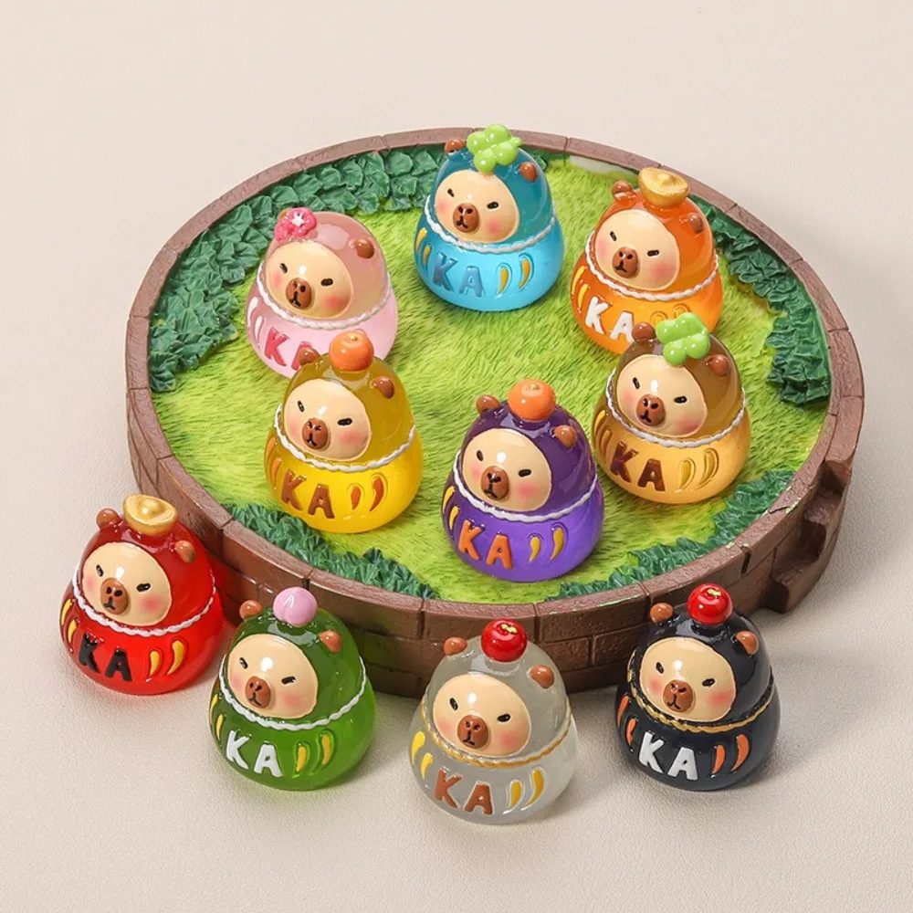 Adornos de Capybara luminosos 3D pequeños, artesanía de Anime en miniatura, decoración de escritorio, accesorio de resina para niños