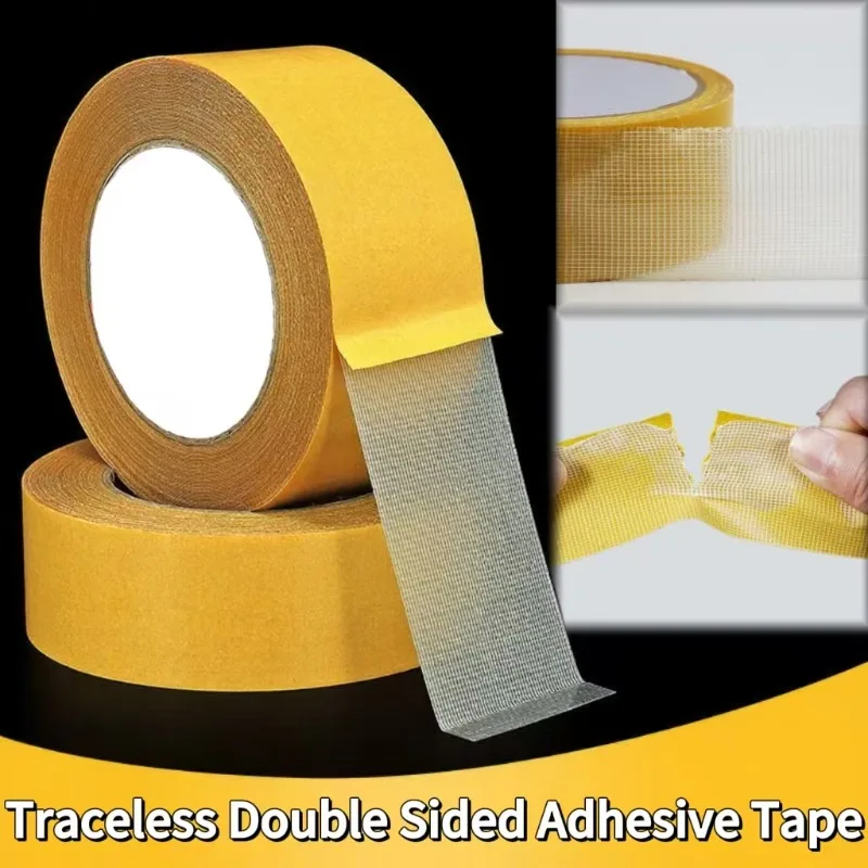 Traceless Strong Fixation Double Sided Adhesive Tape Heavy Duty Translucent Mesh Waterproof Traceless Powerful Grid Carpet Tape