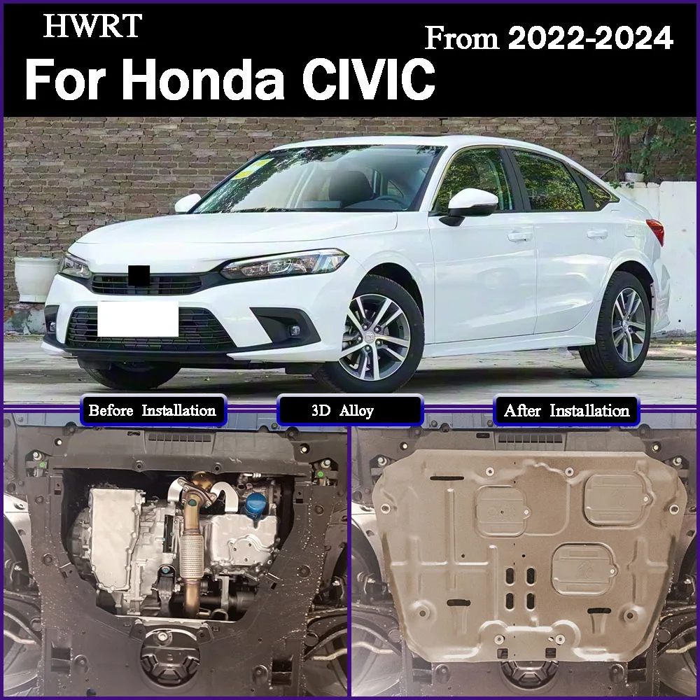 

Under Engine Guard Splash Shield Mud Fender Cover Plate Fender Mudguard Protector Alloy For Honda ‌CIVIC 2022-2024 1.5T 2.0L
