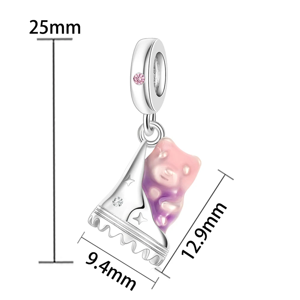2025 New Arrival Silver Plated Little Bear Candy Lollipop Dangle Charm Fit Pan Bracelet Charms DIY Women Fun Jewelry Gift Design