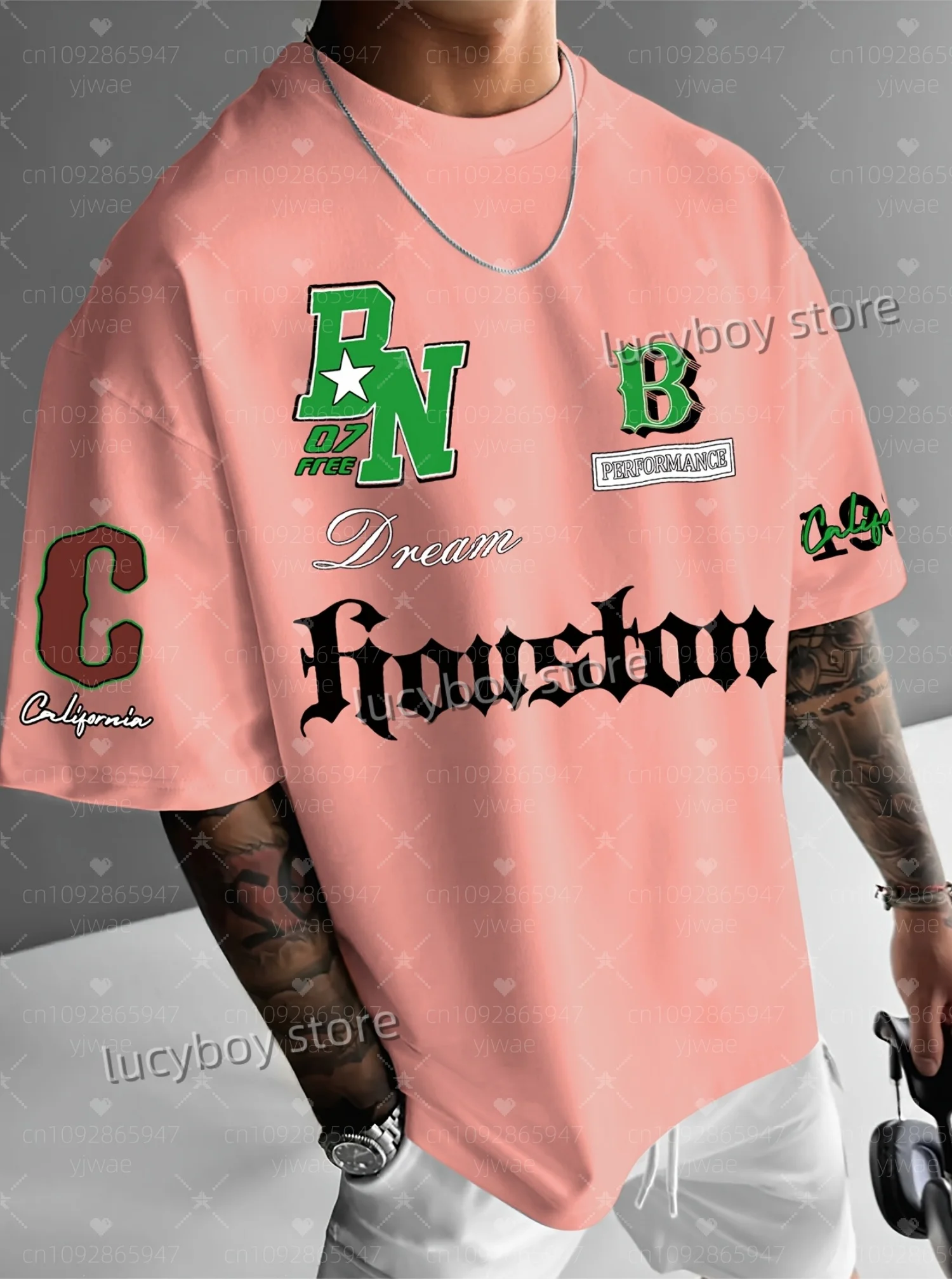 2025 Summer Men Sports Daily Men's T-Shirt LETTERS  Print Short-Sleeved Top Daily Street Men T-Shirt