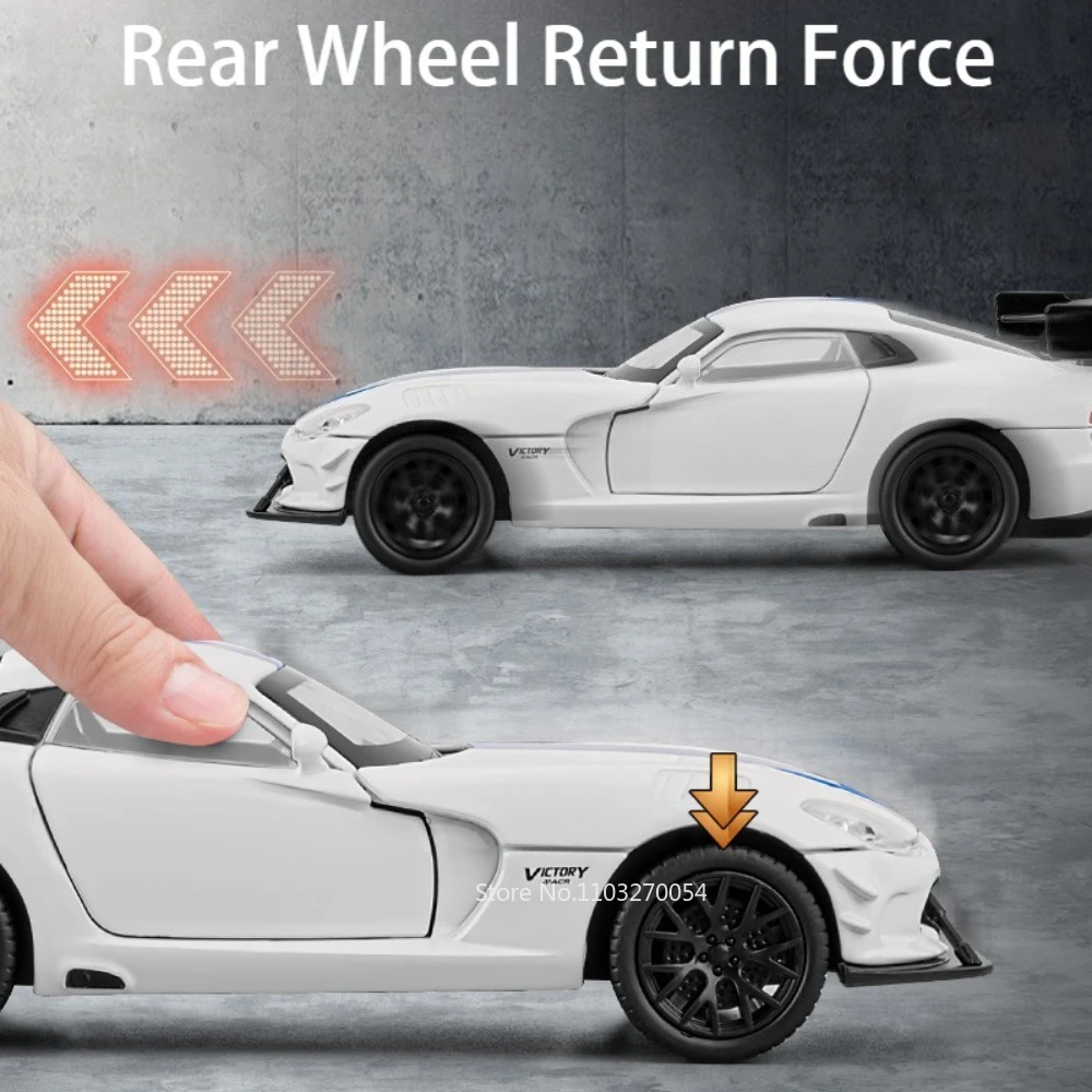 1:32 Viper Hellcat STR Alloy Model Diecast Toys Miniature Car Toys Gift Boys Pull Back Light Sound Doors Opened Kid Toy Vehicles
