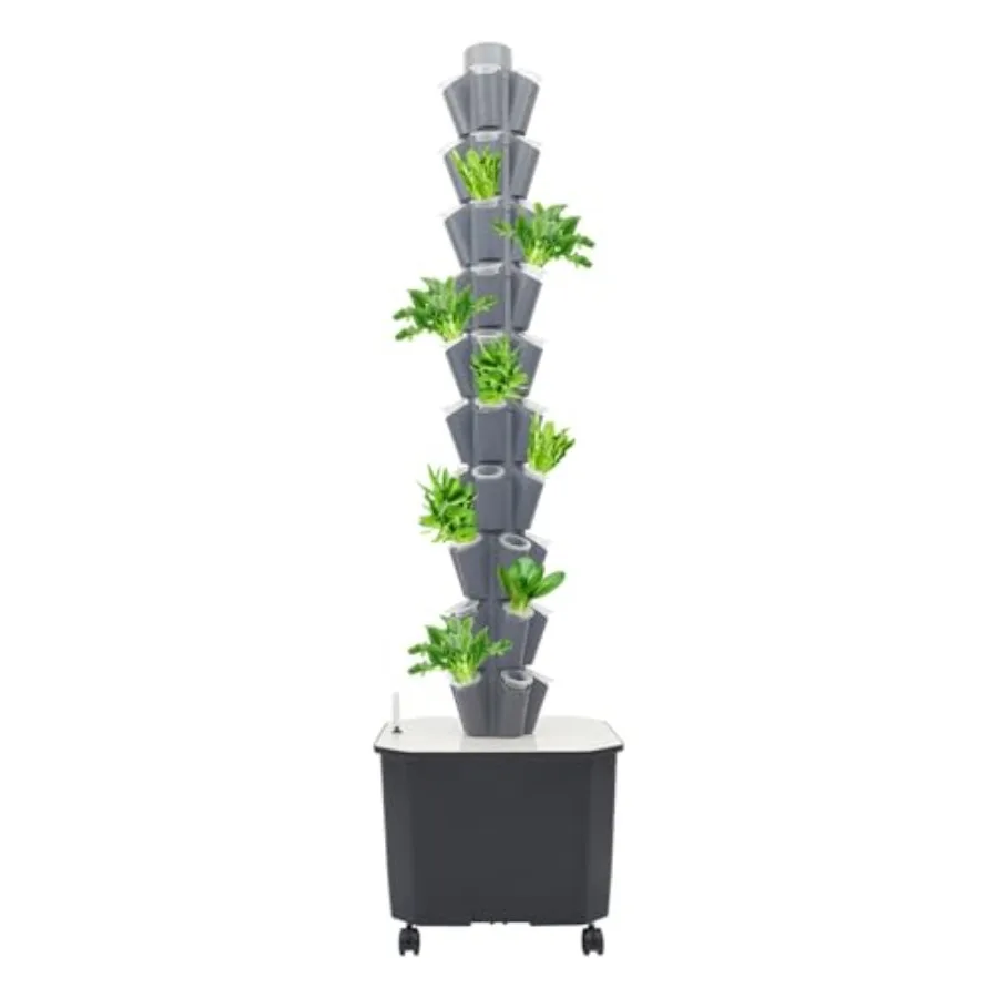 

Hydroponic Tower 50 Holes Vertical Planter Tower 10-Tier Hydroponics Growing System Kit with Wheels and Locks Food Grade IPX8 W