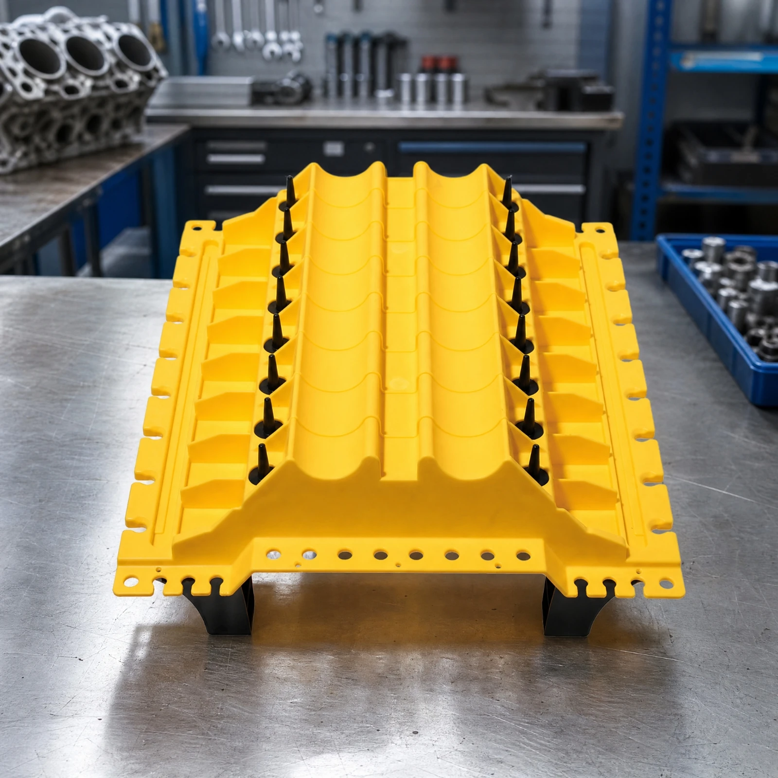 Stackable Workshop Parts Organizer Space-Saving Engine Cylinder Parts Organizer Compartmentalized Wipe-Clean for Auto Mechanics