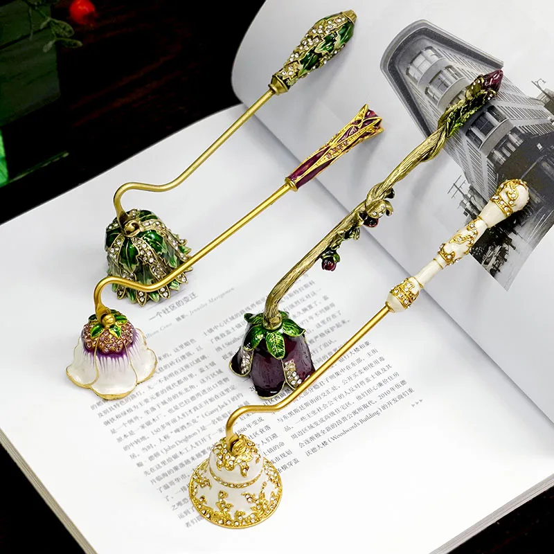Enamel Aromatherapy Candle Extinguisher Candle Bell Inlaid Diamond Extinguisher Cover Candle Extinguisher Home Decor