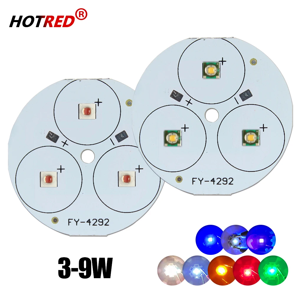 3W 9W LED PCB Board Welding Install 3X1W 3X3W XE2 3535 Chip Diodes Round Aluminum Base Plate Warm Cold White 450nm 660nm Celling