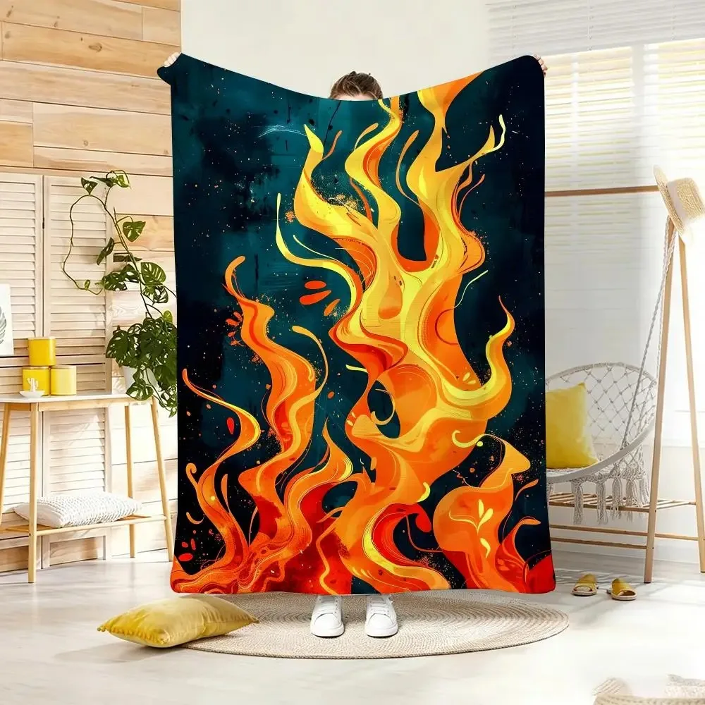 Y2K Flame Flow Throw Lightweight  Flannel Blanket Soft Skin-friendly for Summer Cooling