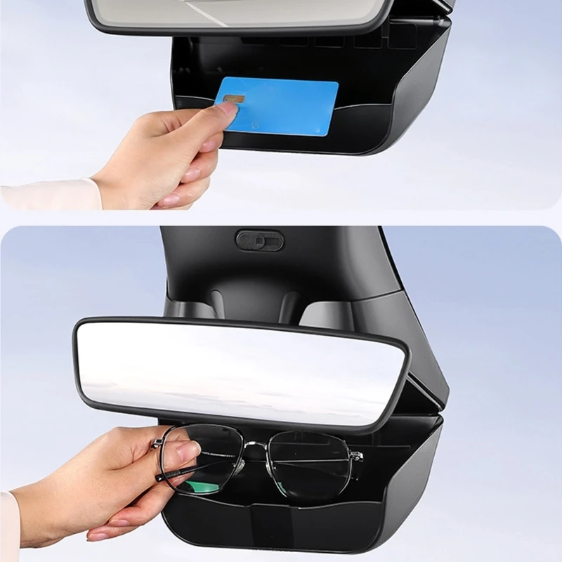 Hand Operated Sunglasses Holder with Clip Fixation Lined Strong Component ABS Storage Suitable for Vehicle