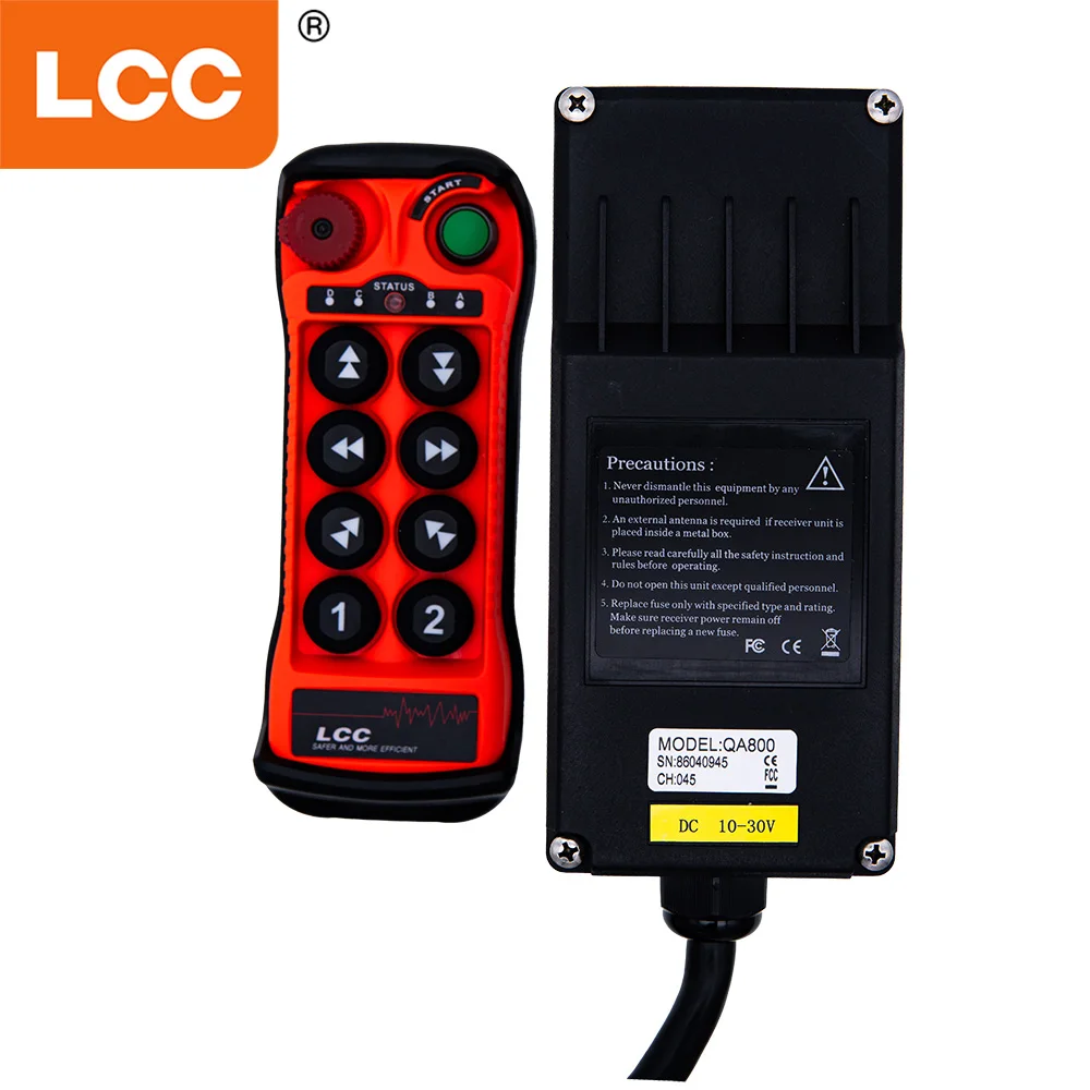 

Manufacturer New LCC QA800 8 Channel 380V 110V Single Speed Crane Hoist Radio Wireless Remote Control