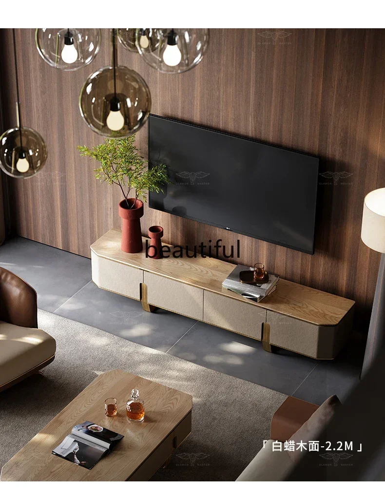 Italian Minimalist TV Cabinet Large Flat Living Room Home TV Cabinet Marble Coffee Table TV Cabinet