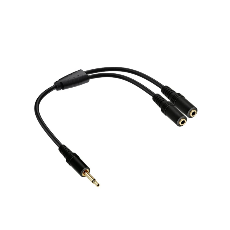 4XFC 1/8 Unit Single Sound Extension Wire 1 Male To 2 Female Y Divider 30cm Golden Coated Contacts For Sound Systems