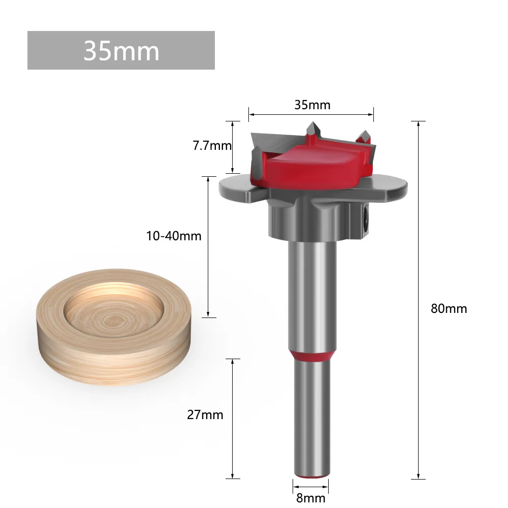 1/5PCS Positioning Hole Saw Kit Adjustable 15-35mm Hinge Hole Opener Woodworking Carbide Drill Bits Set