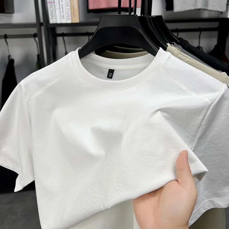 

Men's Short Sleeve Tee 2025 New Summer Solid Round Neck T Shirt Men Breathable Outdoor Sport Sweatshirt High Street Unisex Tops