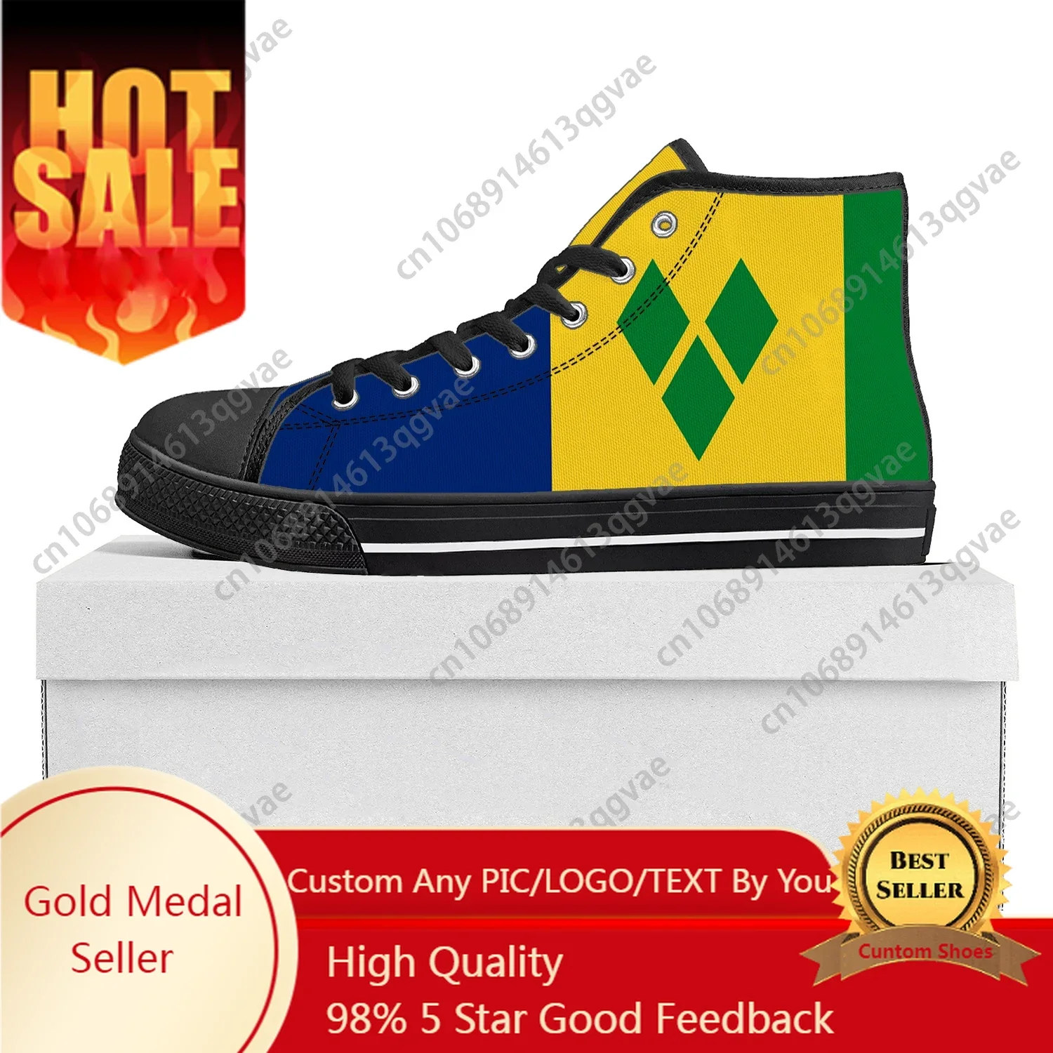 Saint Vincent and the Grenadines Flag High Top High Quality Sneakers Mens Womens Teenager Canvas Sneaker Couple Shoe Custom Shoe