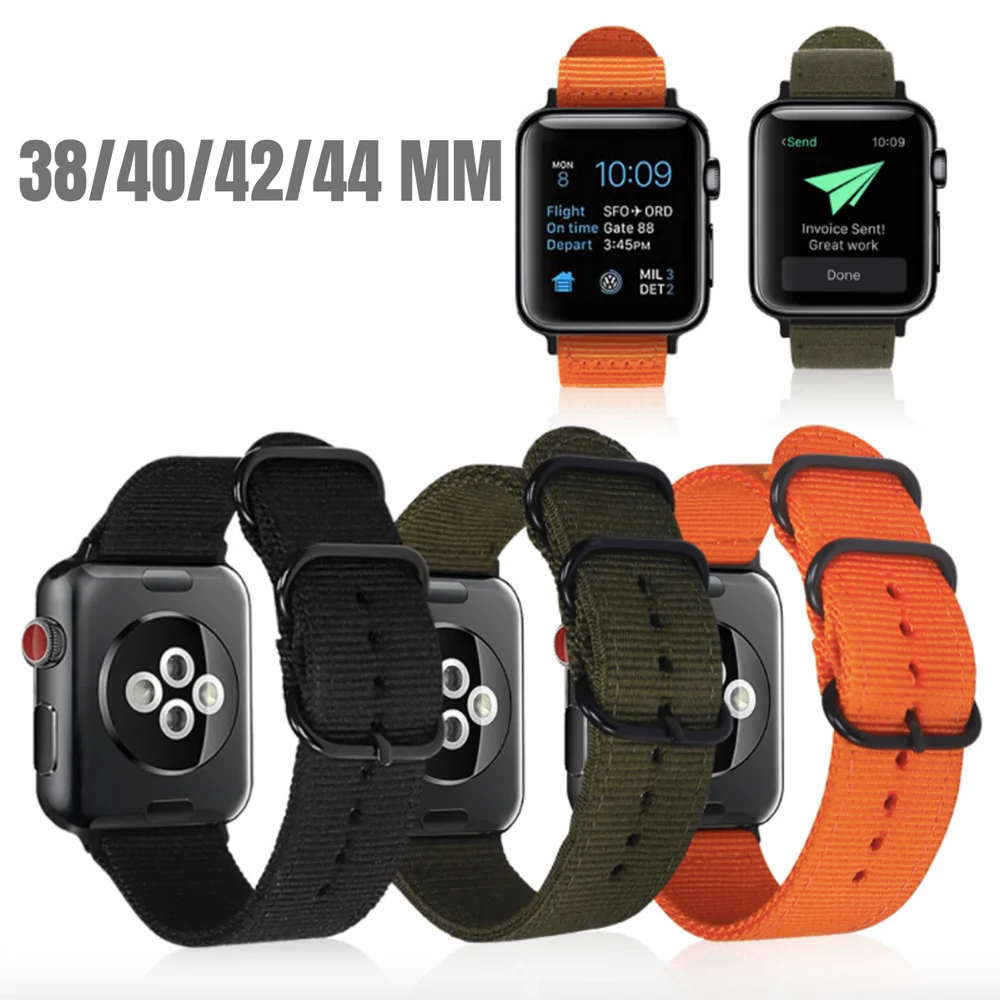 

Watchband For Apple Watch Series 5 4 40mm 44mm Band Nylon Fabric Buckle Wrist Bracelet For iWatch Series 1 2 3 38mm 42mm Strap