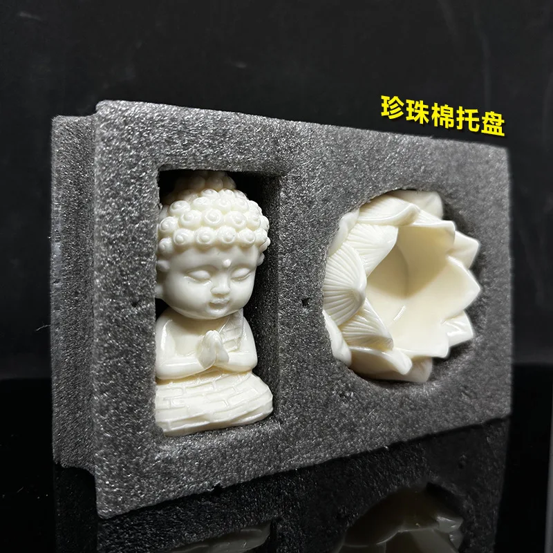 Ivory Nut Carved Mini Kwan Yin Buddha Figurine Home Living Room Car Interior Tea Pet Desktop Craft Ornament