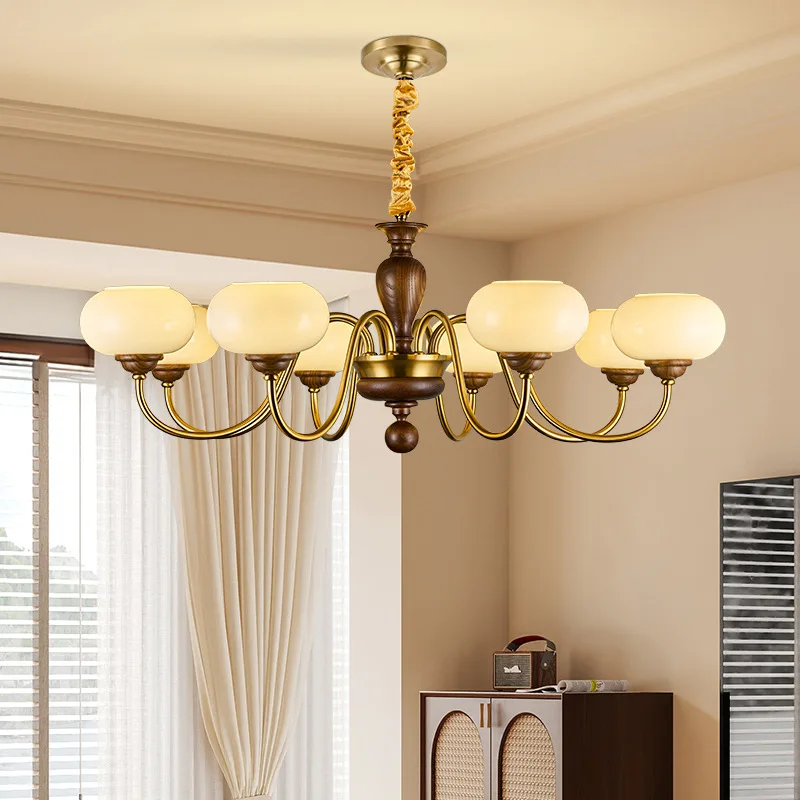 

European Iron Art/all Copper Ceiling Chandeliers White Glass Hanging Lamp Living Room Bedroom Restaurant Hotel LED Pendant Light