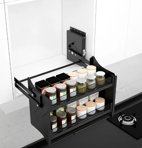 

Smart Kitchen Accessories Adjustable up and Down Kitchen Wall Cabinet Pull Out Lifting Storage Baskets