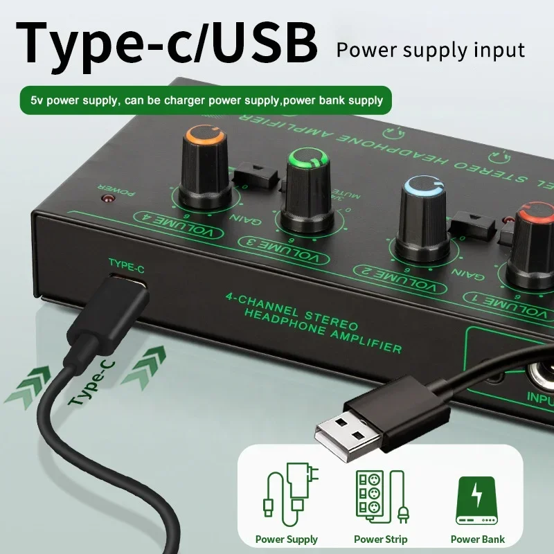 

Десять предметов TLF Xtuga EH04 Компактный 4-канальный усилитель для наушников для сцены и студий
