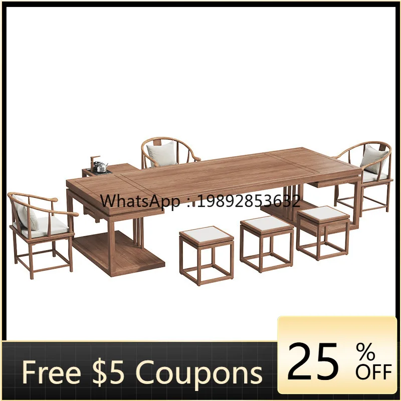 

YFY Solid Wood Tea Table Set for Balcony and Bedroom, Simple Creative Tea Table and Chair Combination