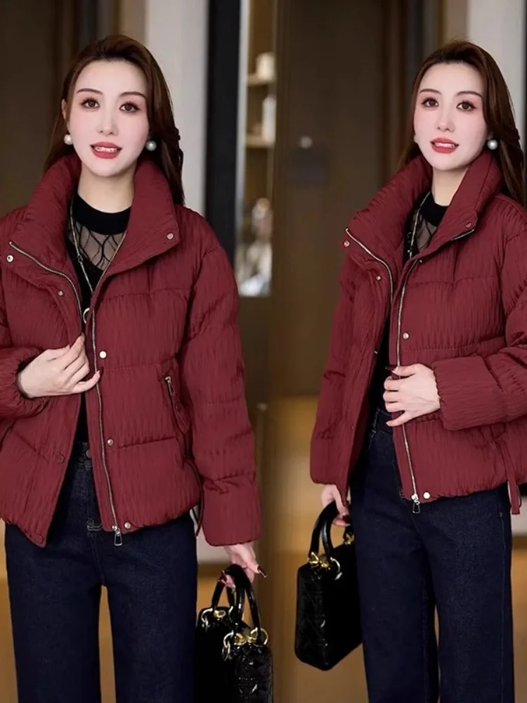 

Женская хлопковая куртка с воротником-стойкой, тонкая зимняя верхняя одежда, модное теплое пальто с хлебом, стандартного кроя