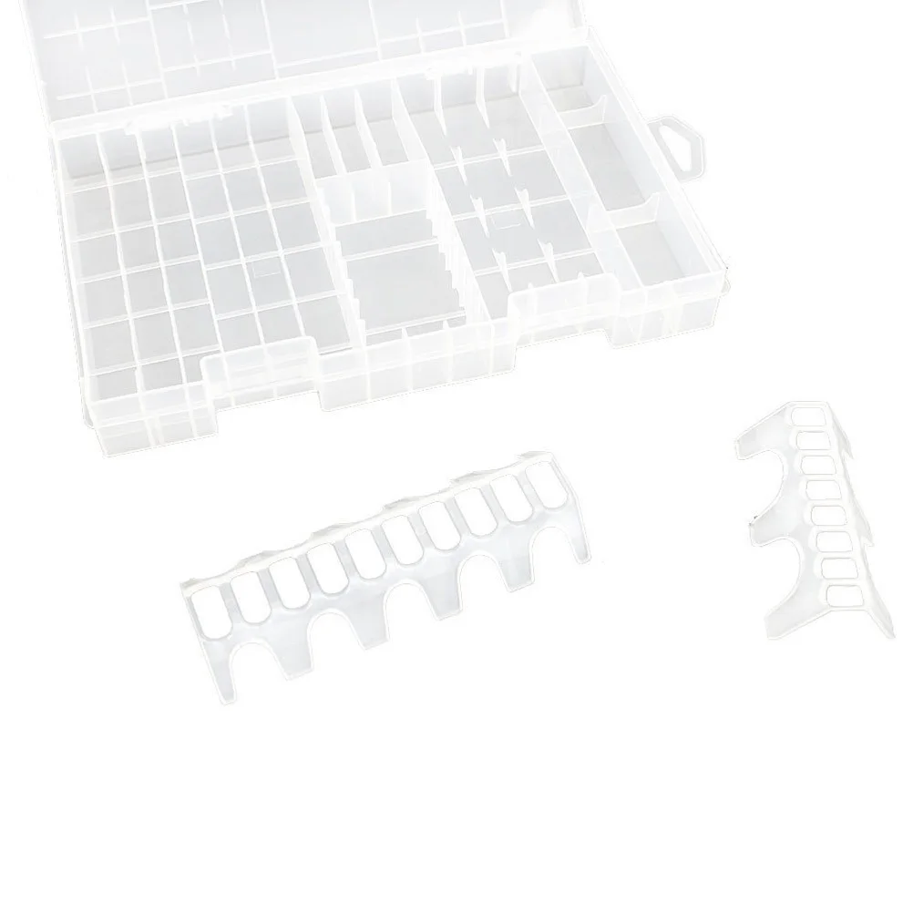 

Durable Transparent Storage Box for 10-20 Aa 8-15 Aaa 5 C 4 D 2 9V Batteries Organizer with Movable Brackets and