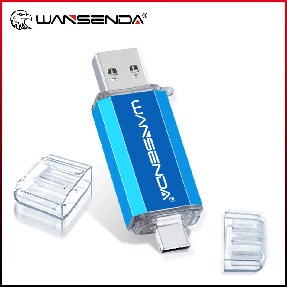 

WANSENDA USB 2.0 Flash Drive Type C Pen Drive 128GB 64GB 32GB 16GB 8GB Pendrive Dual Port Memory Stick for Type-C Mobile/PC