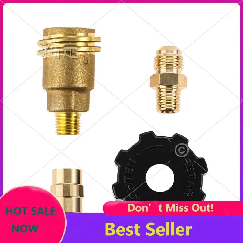 ABNL 3 Pack QCC1 Nut Propane Tank Cylinder Adapter, Brass 1/4 Inch NPT Male, 3/8 Inch Flare X 1/4 Inch Male Pipe Fitting