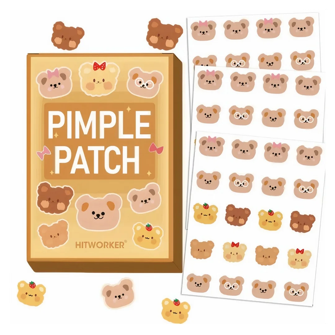 

60pcs Acne Patches Designed to Conceal Blemishes And Imperfections, Featuring Adorable Bear Designs, Perfect As Holiday Gifts.