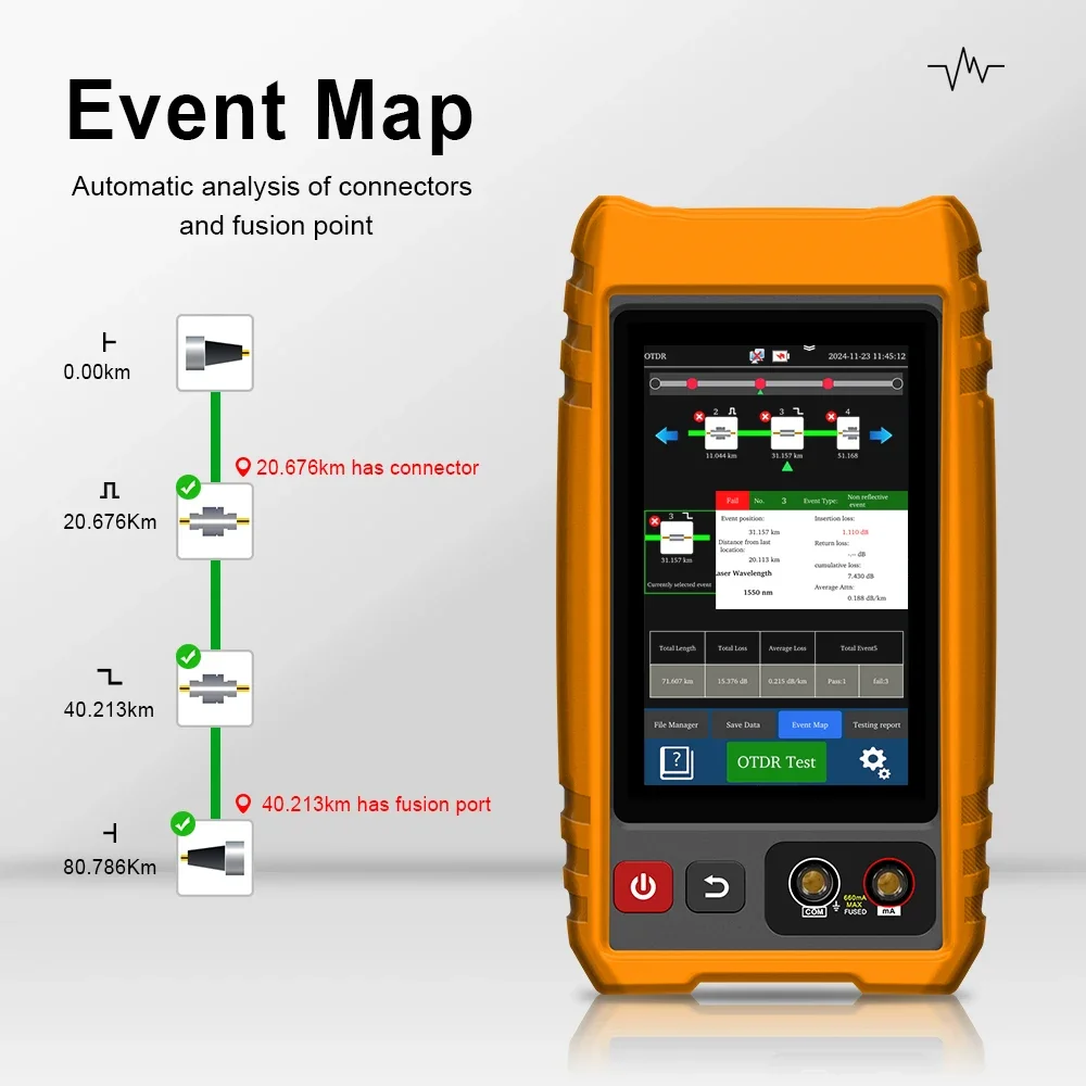 Tahlitech 4 polegadas MOT-33 OTDR Tester Touch Screen Fibra Óptica e Ferramenta de Teste de Cabo de Rede