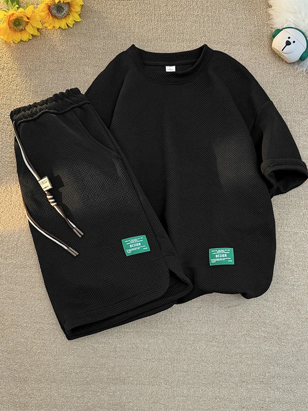 

Summer ort Sve orts Sports Set Men's Loose Faion Summer Casual Pants Men's Wear Matching Set Polyester Fiber T-irt