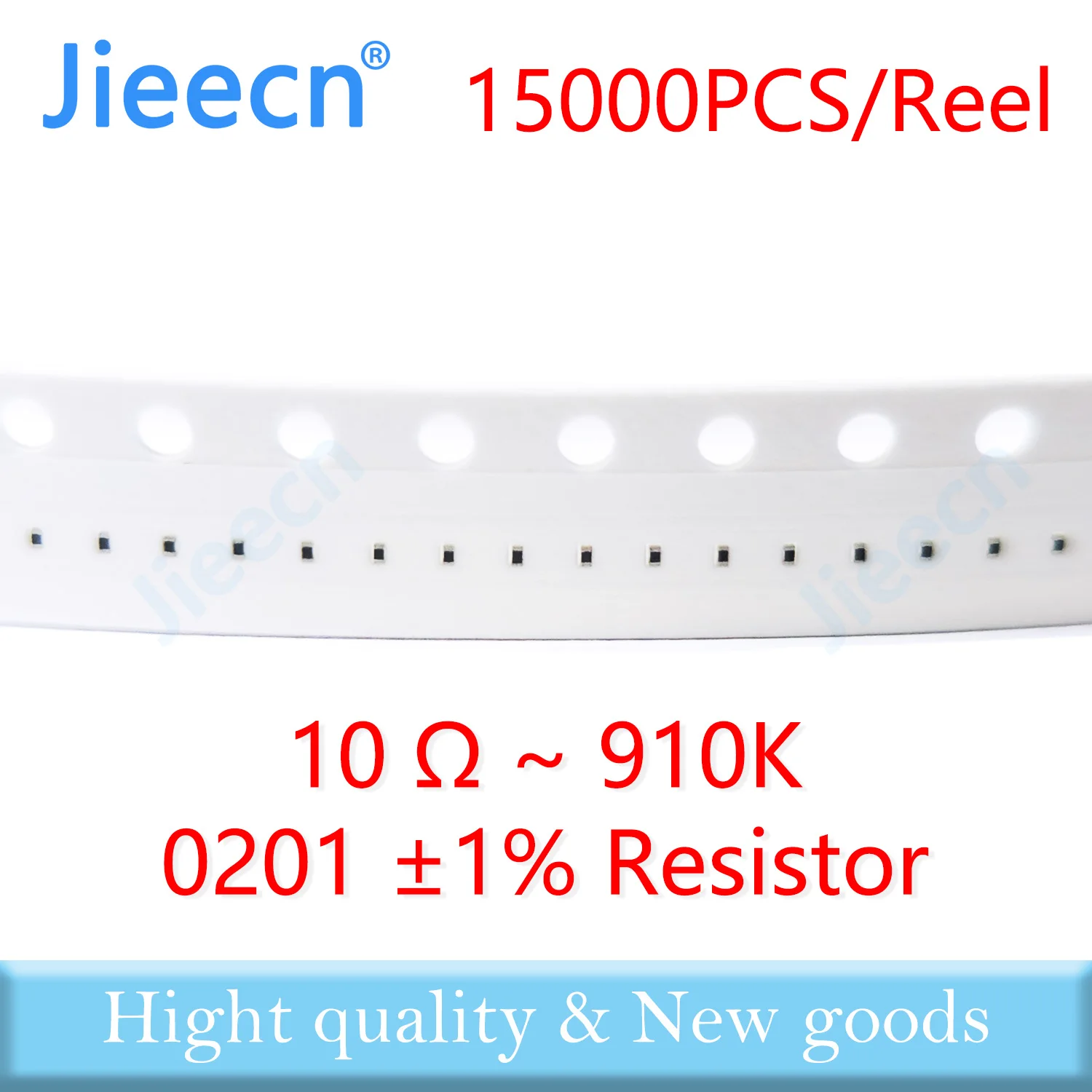 Jieecn 15000pcs 0201 F 1% SMD Resistor 10R-910K 1/20W 10 100 150 220 330 ohm 1K 2.2K 4.7K 10K 100K 10R 100R 150R 220R 330R 510R
