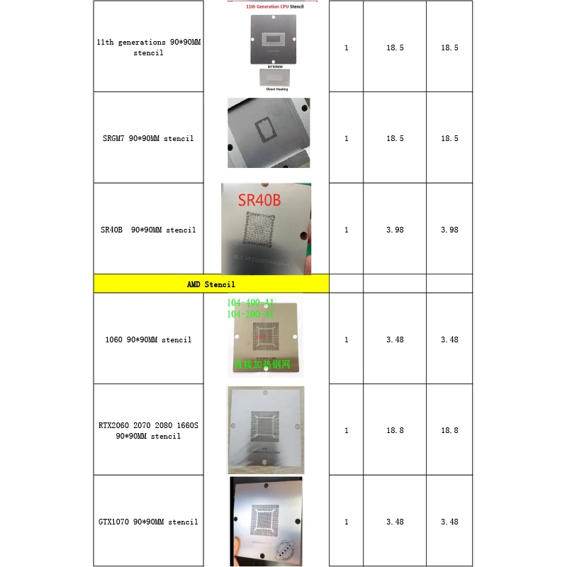 3 Soldering Stencils list Repair accessories set