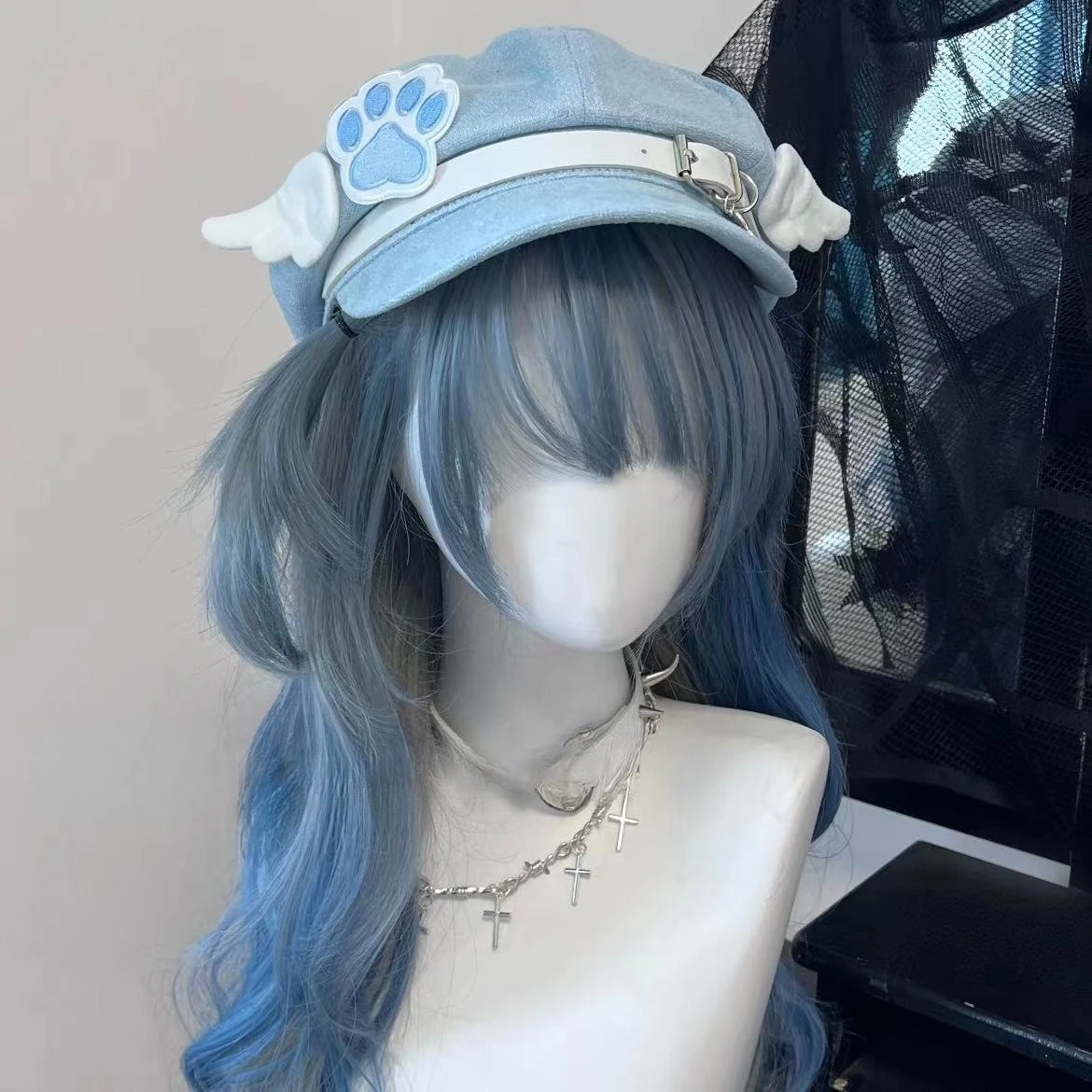Women Kawaii Beret Japanese Harajuku Hat Gothic Lolita Y2K Girl Angel Wing Dog Paw Cute Caps Sweet Girls Cosplay Hats Sunscreen