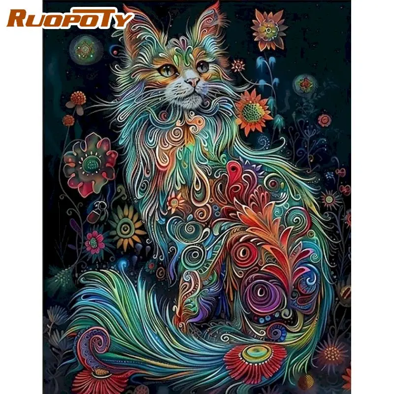 GATYZTORY Diamond Painting Kit Diy Crafts Diamond Art Embroidery Cat Full Round Diamond Art Kit Home Decor Diamond Painting For