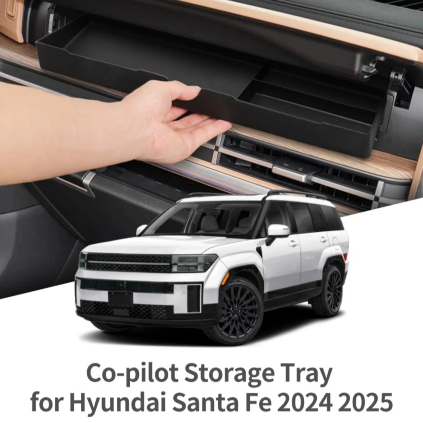 

Car Copilot Dashboard Storage Box For Hyundai Santa Fe 2024 2025 2026 Drawer Tray Organizer Interior Accessories