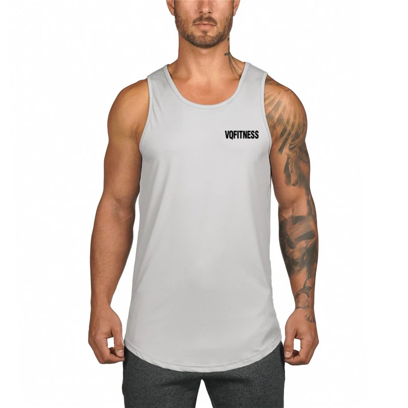 Gym Clothing Mens Bodybuilding Tank Top Quick Dry Mesh Sleeveless Running Vest Sweatshirt Fitness Workout Sportswear Tops Male