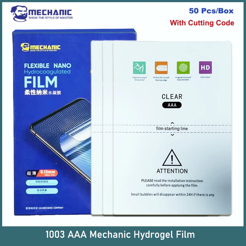 MECHANIC 50pcs AAA HD Hydrogel Films for Mobile Phone Screen Protector Sheets for Hidrogel Movie Machine S760 S730 with Cut Code